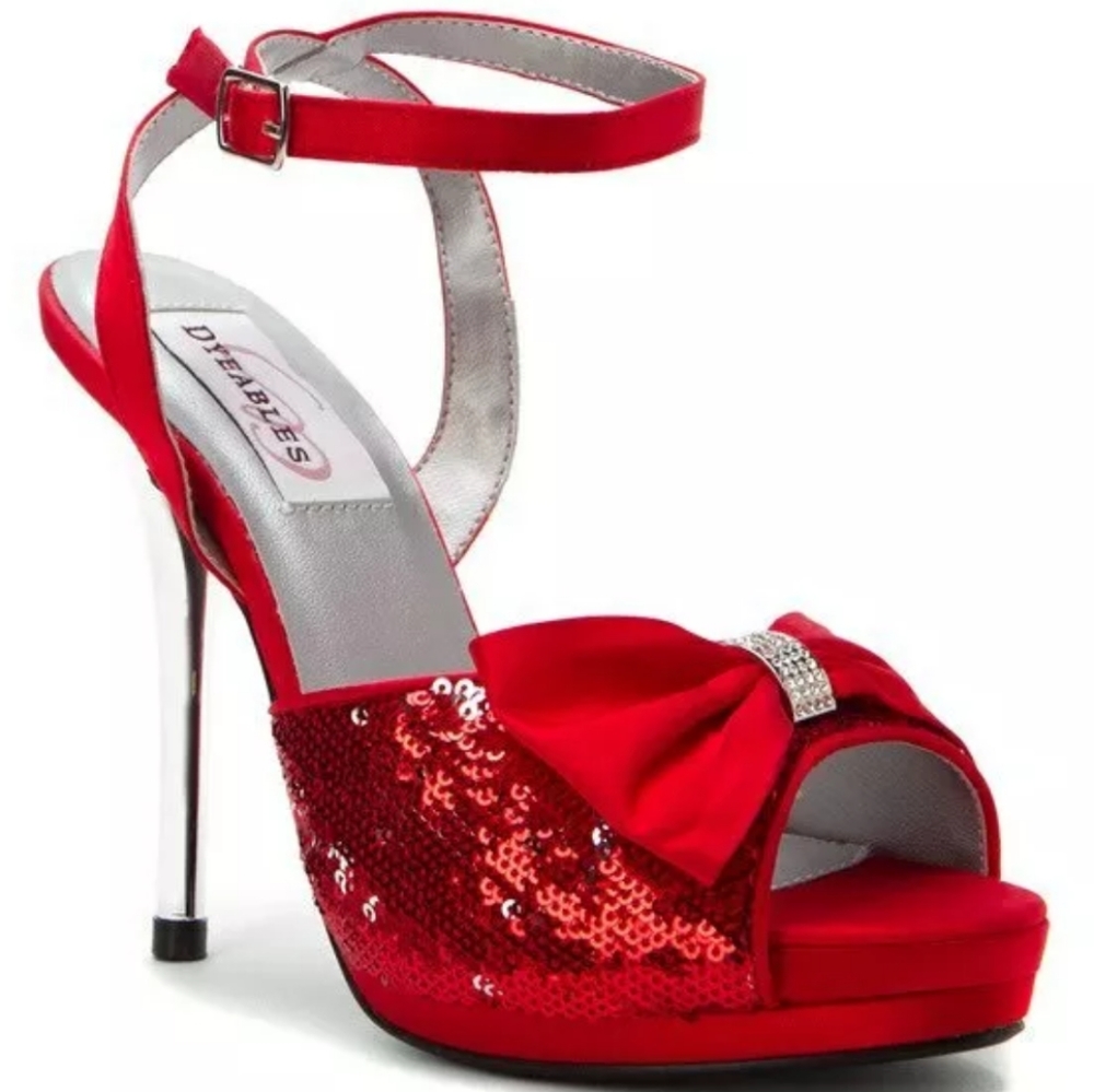 NWOB Dyeables Red Ankle Strap Peep Toe Heels
